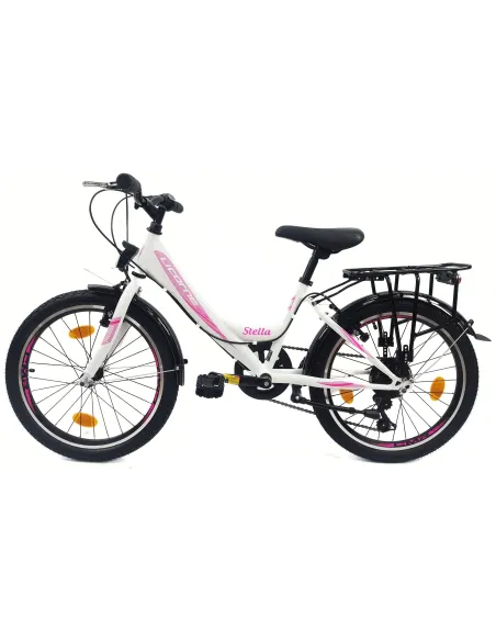 Rower Dziewczęcy 20 Miejski Stal Światła Błotniki Stopka Bagażnik Odblaski
