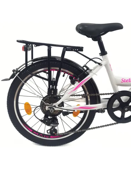 Rower Dziewczęcy 20 Miejski Stal Światła Błotniki Stopka Bagażnik Odblaski
