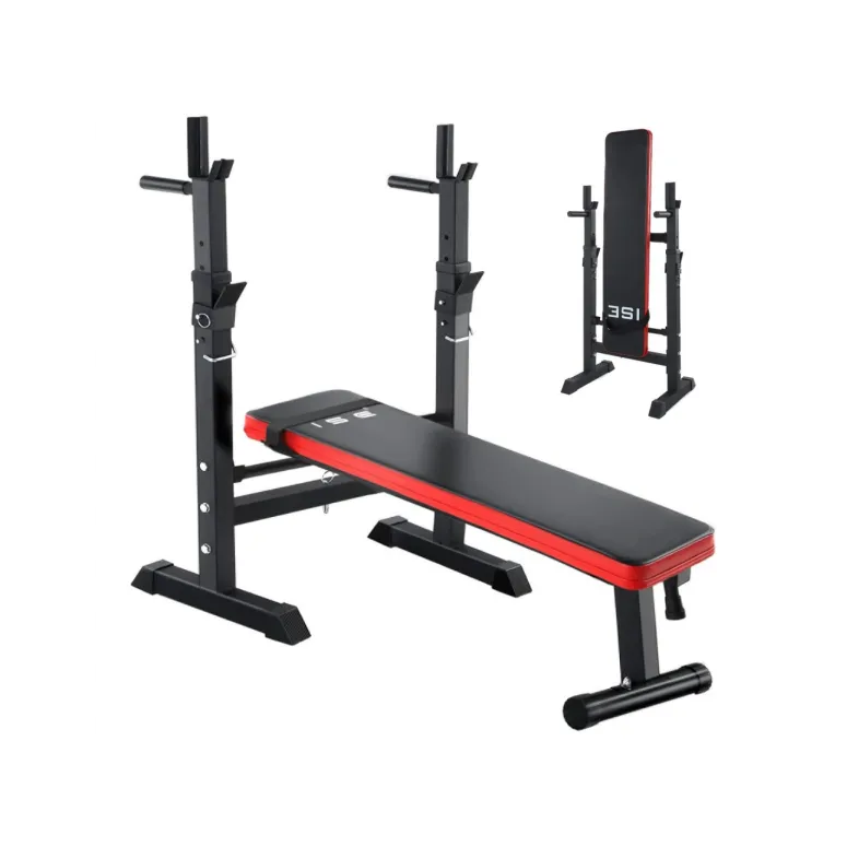 Ławka Treningowa ISE Do Ćwiczeń Ze Stojakami Regulowana Uchwyty Do Dipów