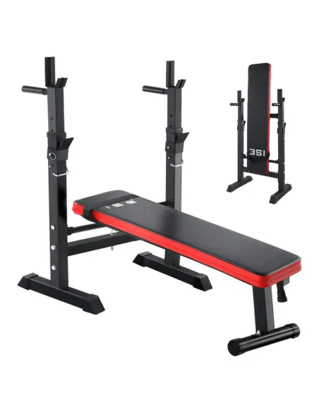 Ławka Treningowa ISE Do Ćwiczeń Ze Stojakami Regulowana Uchwyty Do Dipów