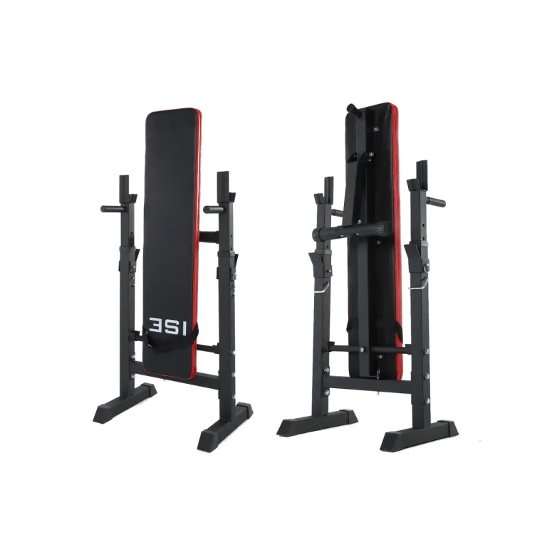 Ławka Treningowa ISE Do Ćwiczeń Ze Stojakami Regulowana Uchwyty Do Dipów