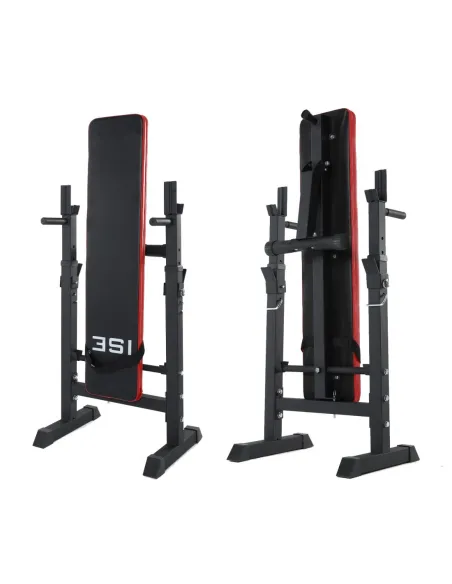 Ławka Treningowa ISE Do Ćwiczeń Ze Stojakami Regulowana Uchwyty Do Dipów