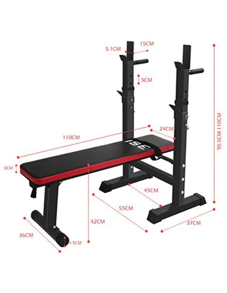 Ławka Treningowa ISE Do Ćwiczeń Ze Stojakami Regulowana Uchwyty Do Dipów