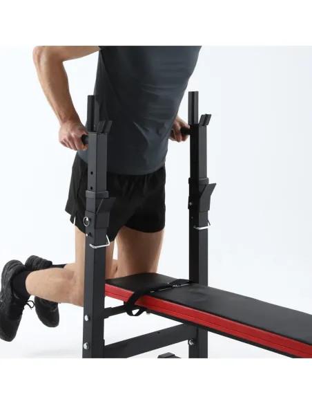 Ławka Treningowa ISE Do Ćwiczeń Ze Stojakami Regulowana Uchwyty Do Dipów