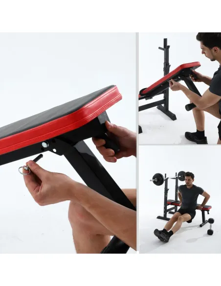 Ławka Treningowa ISE Do Ćwiczeń Ze Stojakami Regulowana Uchwyty Do Dipów