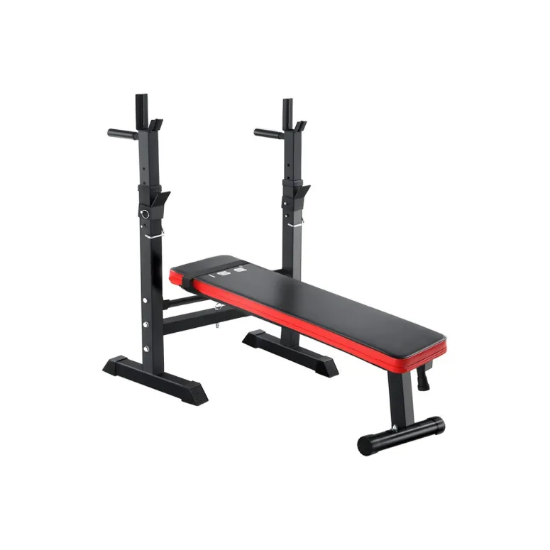 Ławka Treningowa ISE Do Ćwiczeń Ze Stojakami Regulowana Uchwyty Do Dipów