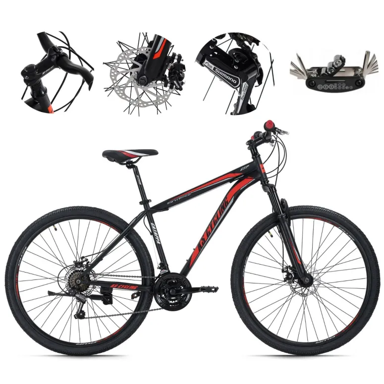 Rower Górski MTB 29 Hardtail Tarcze 21 Biegów Amortyzacja Tarcze Dzwonek St