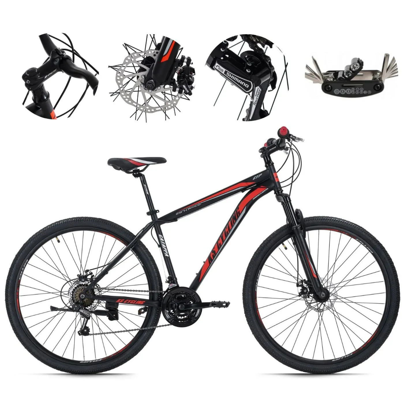 Rower Górski MTB 29 Hardtail Tarcze 21 Biegów Amortyzacja Tarcze Dzwonek St