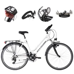 Rower Trekkinowy Damski 28 Dzwonek Światła Dynamo Bagażnik Błotniki Stopka