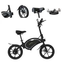 Elektryczny Rower Składany 16 Stal Oświetlenie Pegi Stopka Dzwonek Tarcze