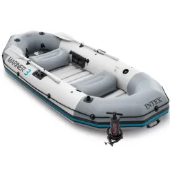Ponton Turystyczny Dmuchany Intex Mariner 3 Sztywna Podłoga Z Wiosłami