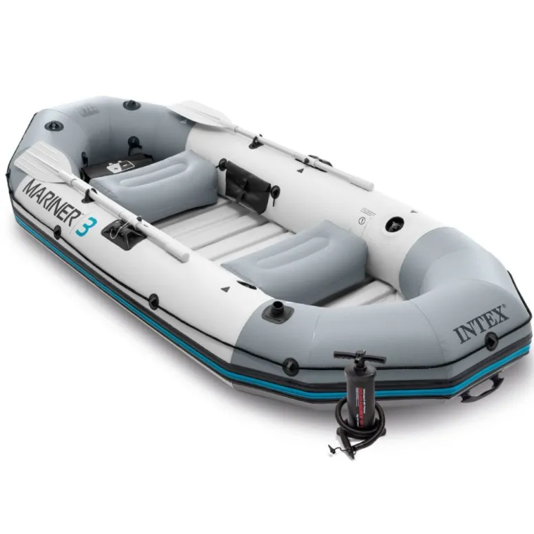 Ponton Turystyczny Dmuchany Intex Mariner 3 Sztywna Podłoga Z Wiosłami