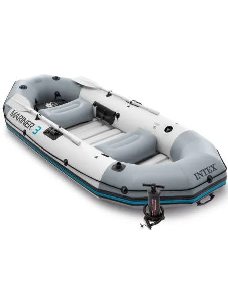 Ponton Turystyczny Dmuchany Intex Mariner 3 Sztywna Podłoga Z Wiosłami