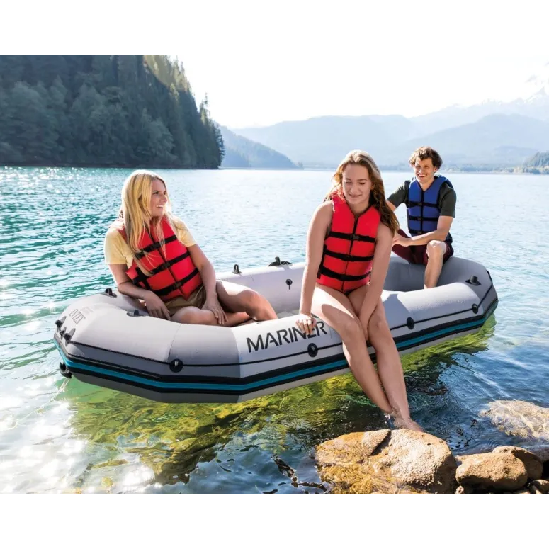 Ponton Turystyczny Dmuchany Intex Mariner 3 Sztywna Podłoga Z Wiosłami