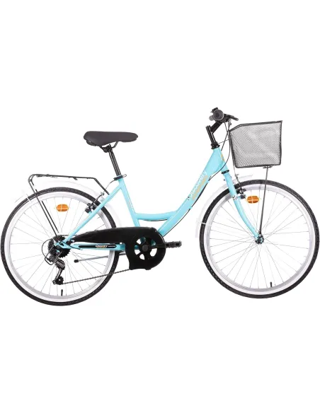 Dziecięcy Rower Miejski 24 Junior Dziewczęcy Koszyk Stopka Bagażnik Dzwonek - 1