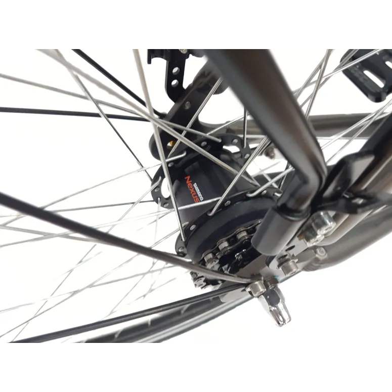 Elektryczny Rower Miejski ALU Nexus 7 Dzwonek Oświetlenie Bagażnik Stopka