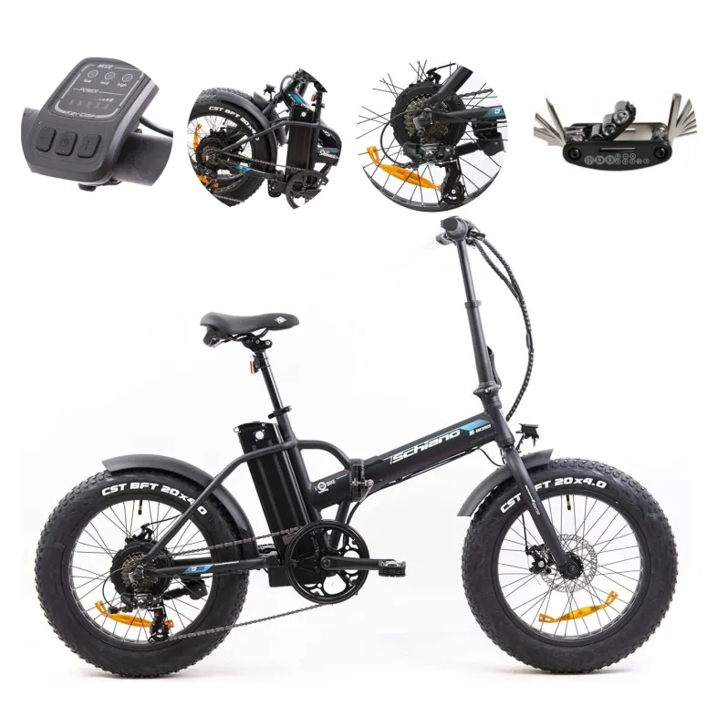 Elektryczny Rower Składany 20 ALU Tarcze Błotniki Światła Dzwonek Fatbike