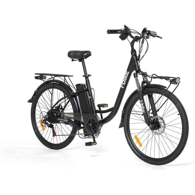 Elektryczny Rower Miejski 26 Damski Męski Tarcze Dźwignie Bagażniki Stopka - 7