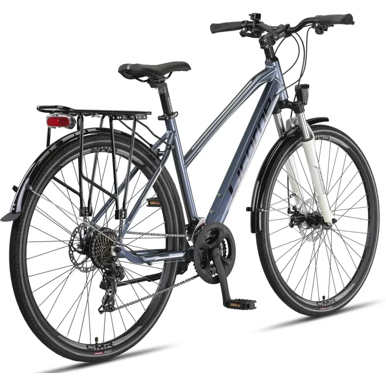 Rower Damski Trekkingowy 28 ALU Cyngle Tarcze Bagażnik Oświetlenie Dzwonek