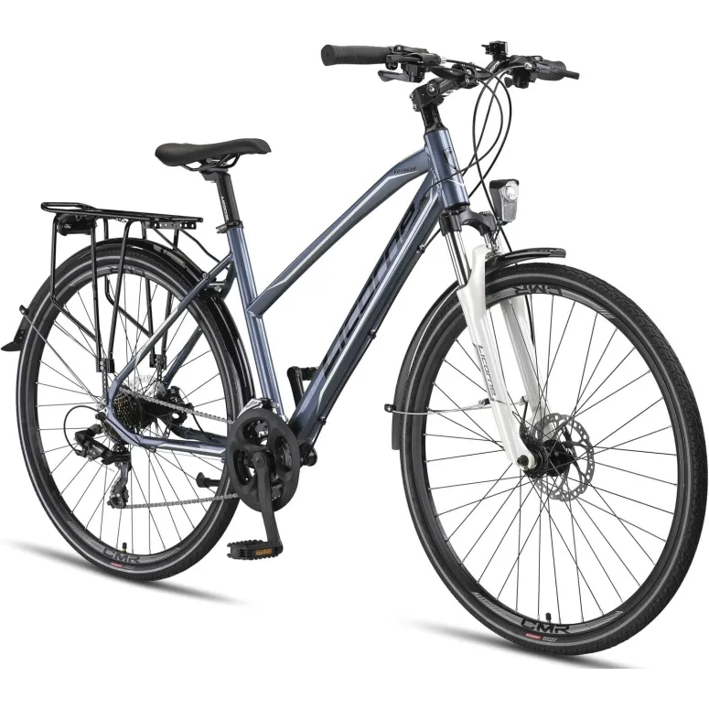 Rower Damski Trekkingowy 28 ALU Cyngle Tarcze Bagażnik Oświetlenie Dzwonek