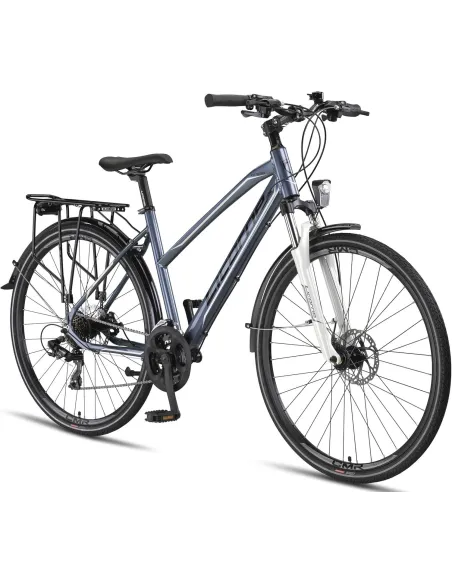 Rower Damski Trekkingowy 28 ALU Cyngle Tarcze Bagażnik Oświetlenie Dzwonek