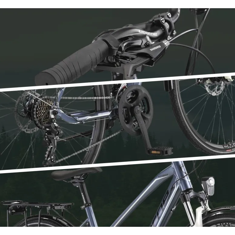 Rower Damski Trekkingowy 28 ALU Cyngle Tarcze Bagażnik Oświetlenie Dzwonek