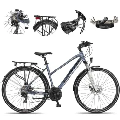 Rower Damski Trekkingowy 28 ALU Cyngle Tarcze Bagażnik Oświetlenie Dzwonek