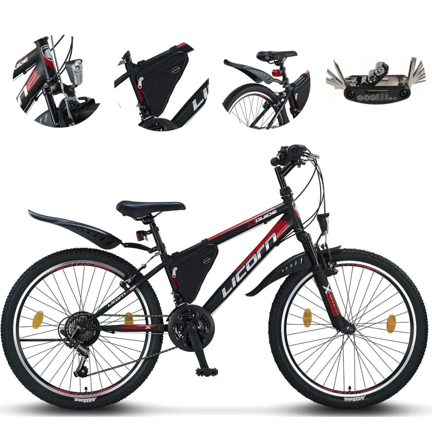 Rower Górski Dziecięcy 24 Amortyzacja Dzwonek Światła Sakwa Błotniki Stopka