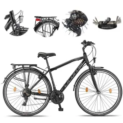 Rower Trekkingowy 28 Stal Męski Cyngle Dzwonek Stopka Światła Bagażnik