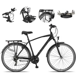 Rower Trekkingowy 28 Stal Męski Cyngle Dzwonek Bagażnik Oświetlenie Stopka