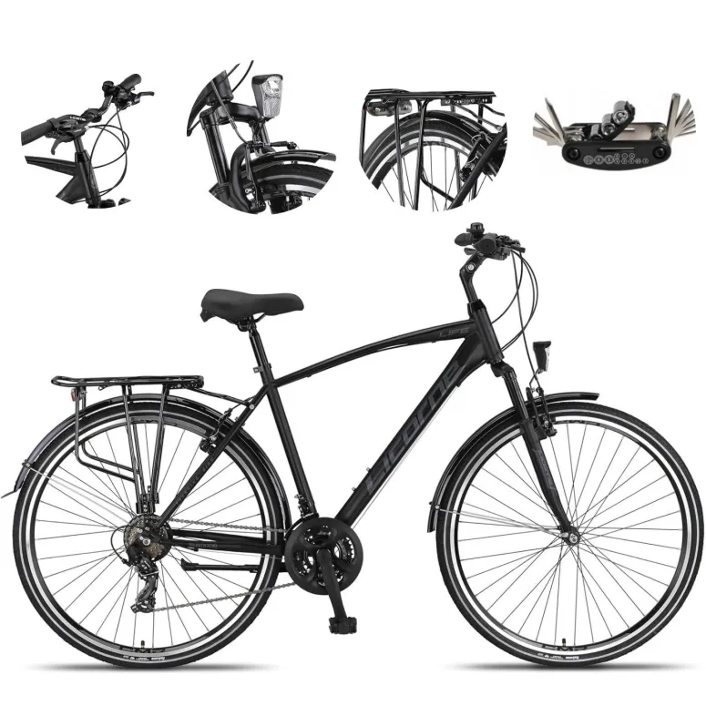 Rower Trekkingowy 28 Stal Męski Cyngle Dzwonek Bagażnik Oświetlenie Stopka