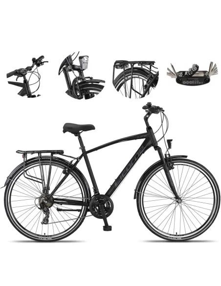 Rower Trekkingowy 28 Stal Męski Cyngle Dzwonek Bagażnik Oświetlenie Stopka