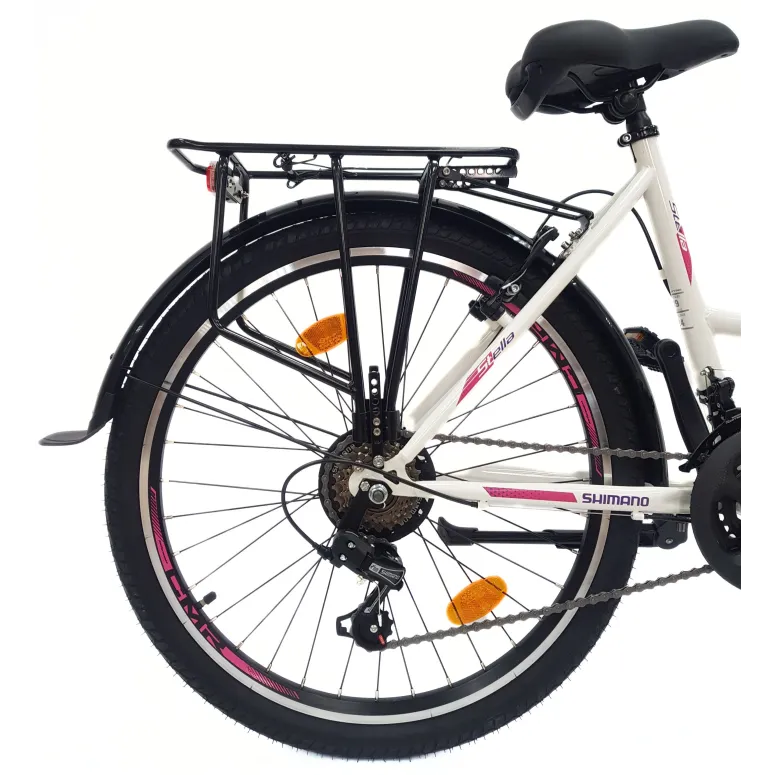 Rower Miejski Dziewczęcy 24 Błotniki Oświetlenie Bagażnik Stopka Dzwonek