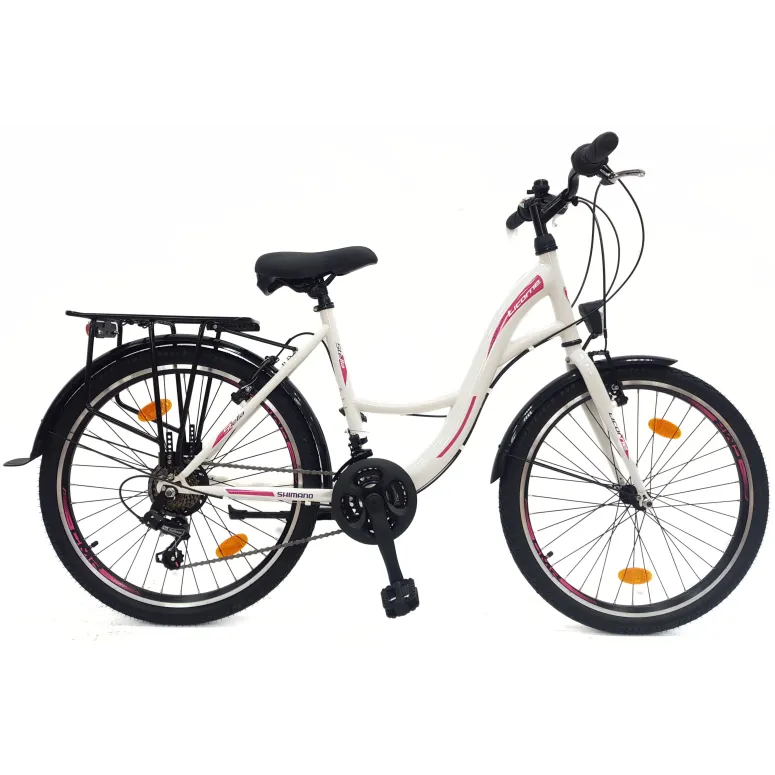 Rower Miejski Dziewczęcy 24 Błotniki Oświetlenie Bagażnik Stopka Dzwonek