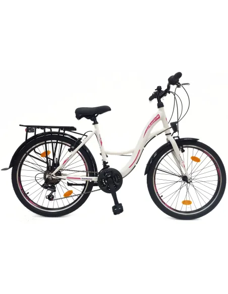 Rower Miejski Dziewczęcy 24 Błotniki Oświetlenie Bagażnik Stopka Dzwonek