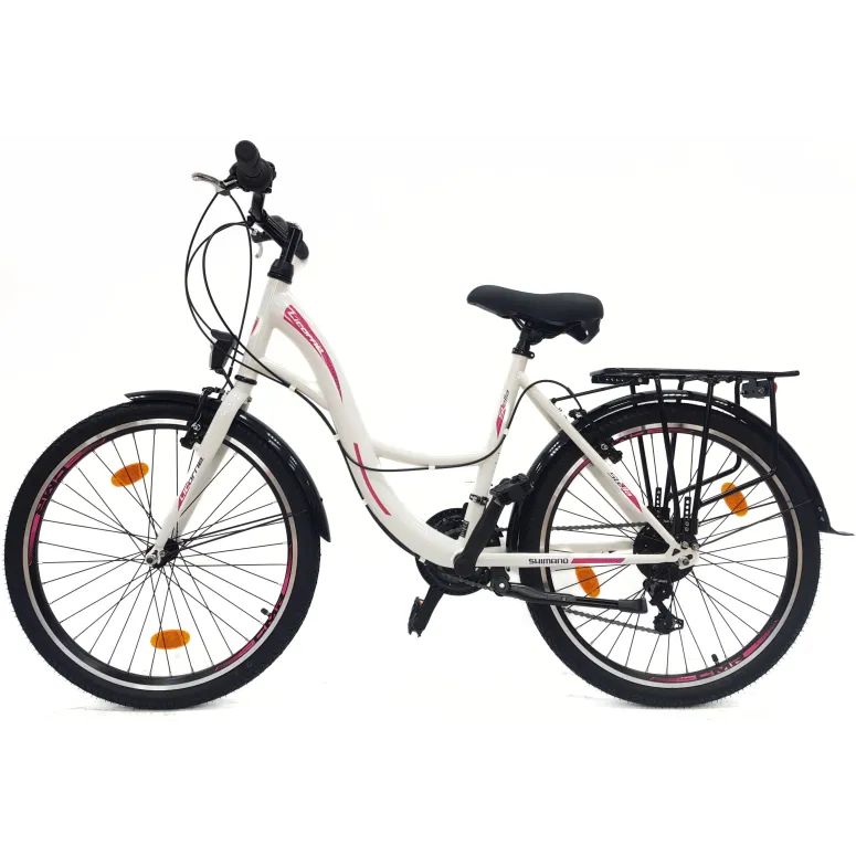 Rower Miejski Dziewczęcy 24 Błotniki Oświetlenie Bagażnik Stopka Dzwonek