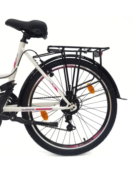 Rower Miejski Dziewczęcy 24 Błotniki Oświetlenie Bagażnik Stopka Dzwonek