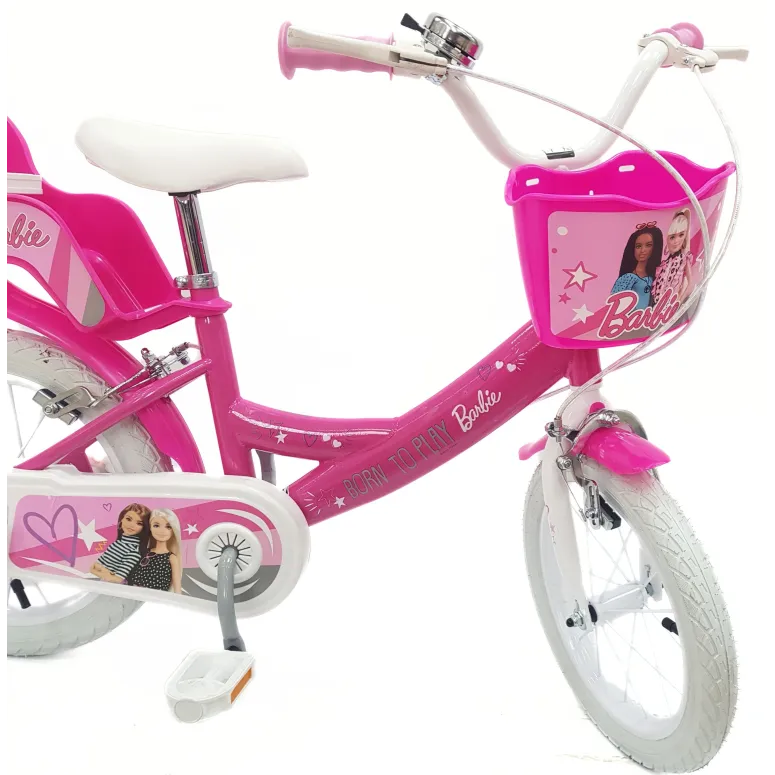 Rower Dziecięcy 14 Dziewczęcy Stal Bagażnik Na Lalki Koszyk Kółka Boczne
