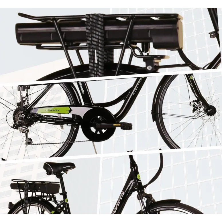Elektryczny Rower Miejski 28 Damski ALU Tarcze Wspomaganie Bagażnik Dzwonek