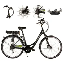 Elektryczny Rower Miejski 28 Damski ALU Tarcze Wspomaganie Bagażnik Dzwonek