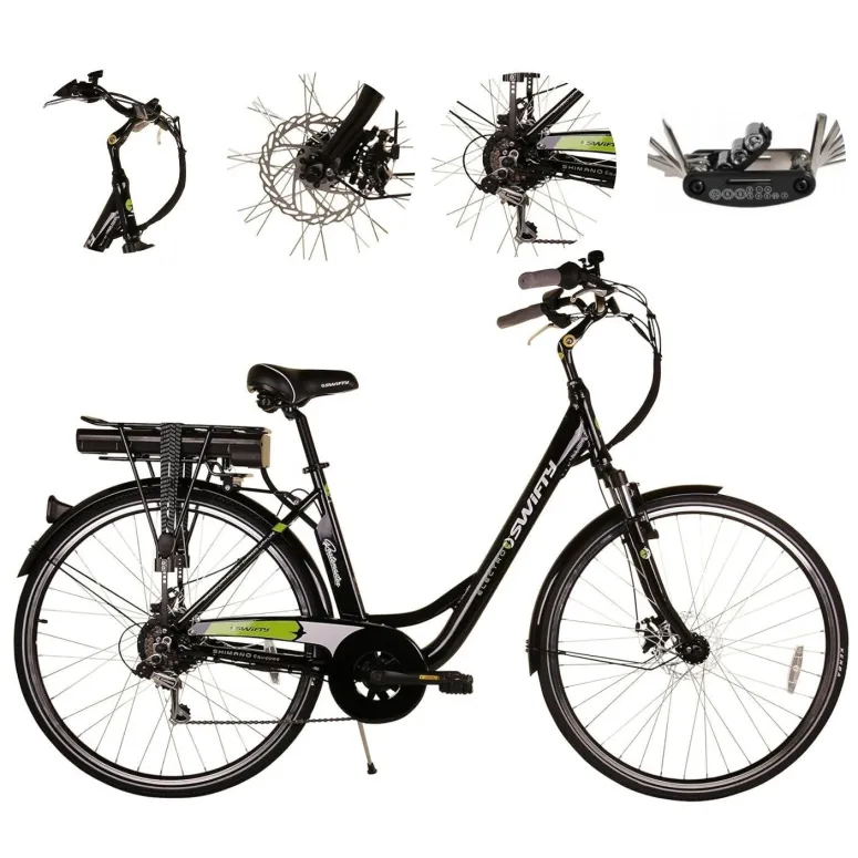 Elektryczny Rower Miejski 28 Damski ALU Tarcze Wspomaganie Bagażnik Dzwonek
