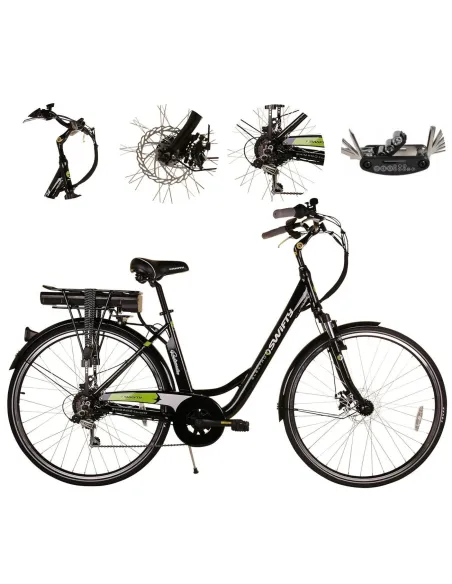 Elektryczny Rower Miejski 28 Damski ALU Tarcze Wspomaganie Bagażnik Dzwonek