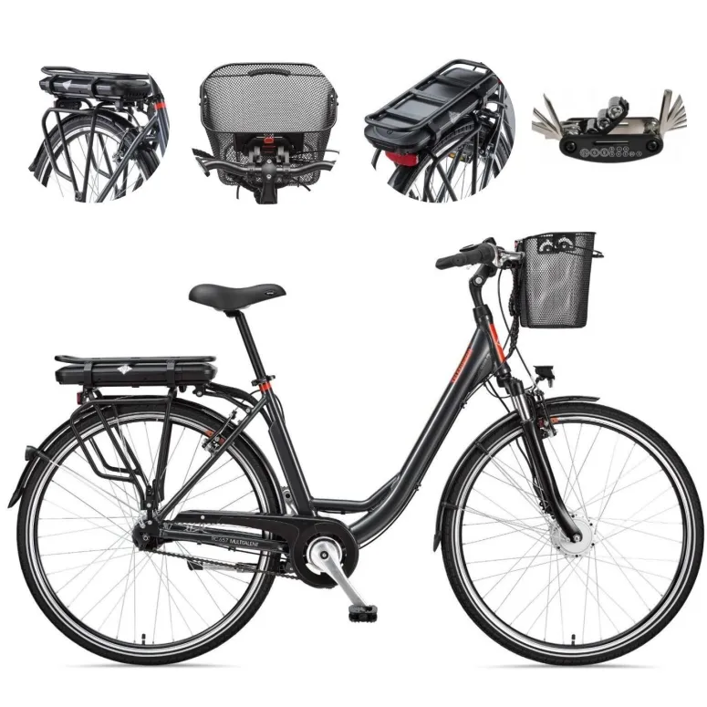 Elektryczny Rower Miejski 28 Damski ALU Nexus 7 Wspomaganie Koszyk Światła