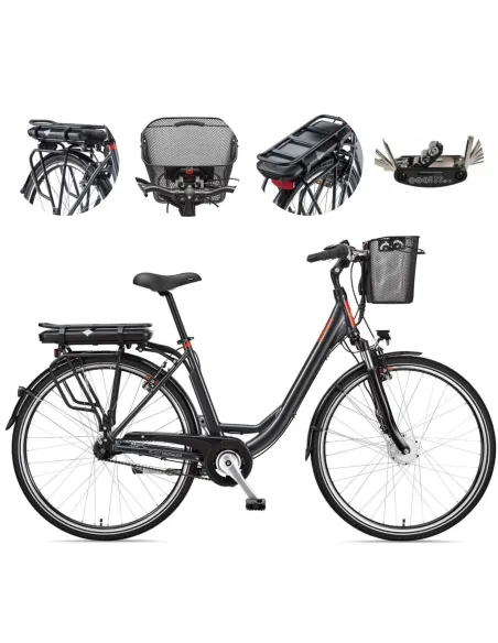 Elektryczny Rower Miejski 28 Damski ALU Nexus 7 Wspomaganie Koszyk Światła