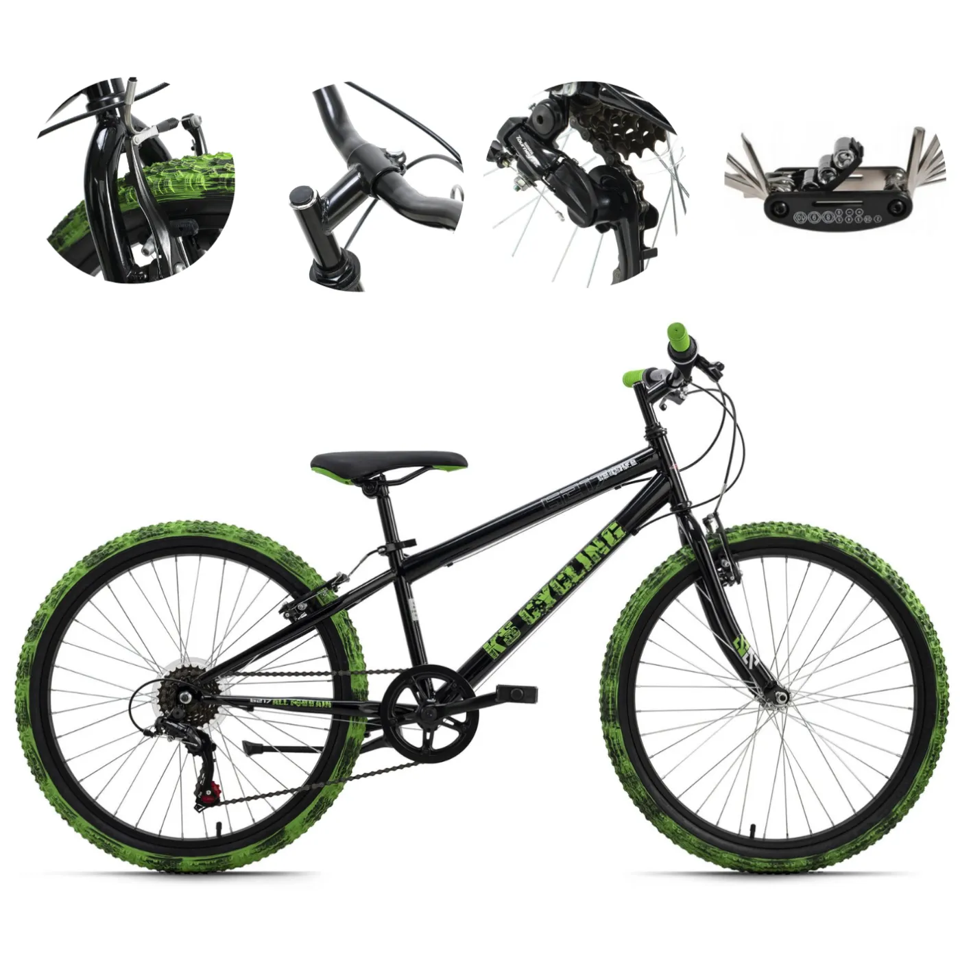 Rower Górski 24 Dziecięcy Shimano MTB Góral Dzwonek Stopka Junior Stalowy