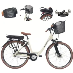 Elektryczny Rower Miejski 28 ALU Damski Wspomaganie Oświetlenie Nexus Bagaż