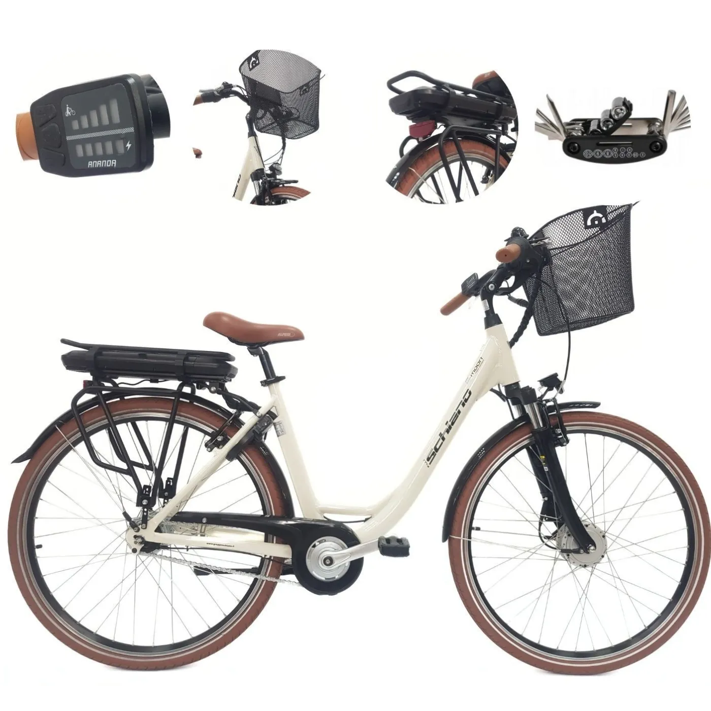 Elektryczny Rower Miejski 28 ALU Damski Wspomaganie Oświetlenie Nexus Bagaż