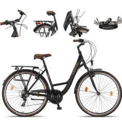 Rower Miejski Damski 28 Stalowy Dzwonek Błotniki Bagażnik Światła Stopka