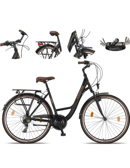 Rower Miejski Damski 28 Stalowy Dzwonek Błotniki Bagażnik Światła Stopka