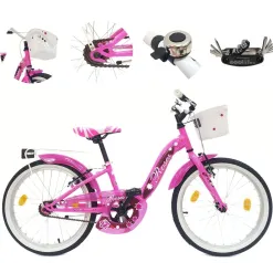 Rower Dziecięcy 20 Stal Dziewczęcy Bagażnik Koszyk Dzwonek Błotniki Odblask